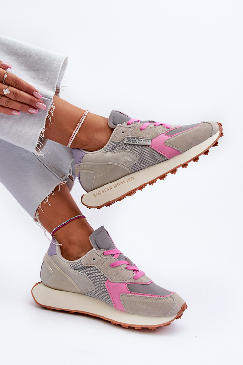 Жіночі кросівки на платформі з системою Memory Foam Big Star NN274680 Сіро-рожеві