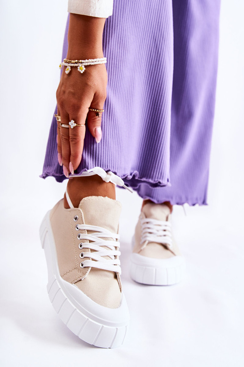 Жіночі кросівки на платформі бежеві в комплекті