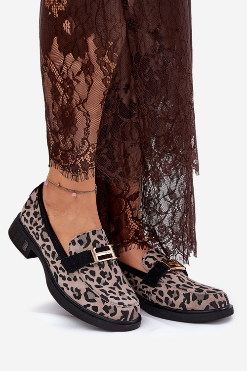 Шкіряні Лакові Мокасини Леопард Vinceza 66790 Чорні