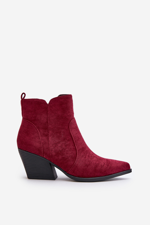 Утеплені ковбойські чоботи з еко-замші на блискавці бордового кольору Virtris