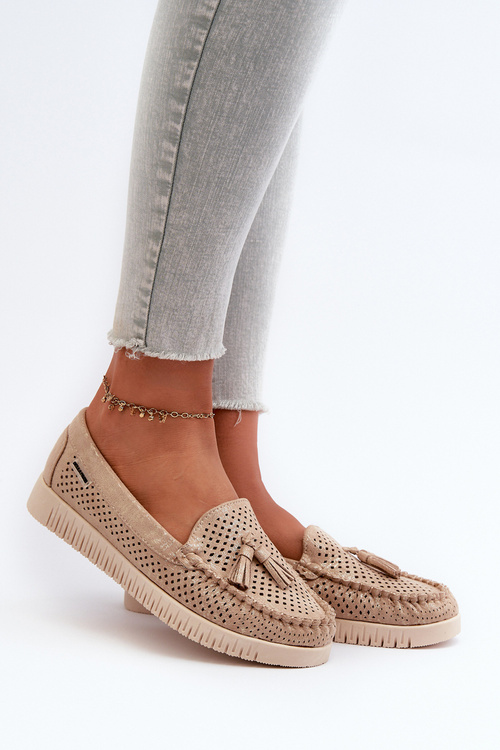 Жіночі лофери зі штучної замші з вирізом із золотистими деталями Tinami