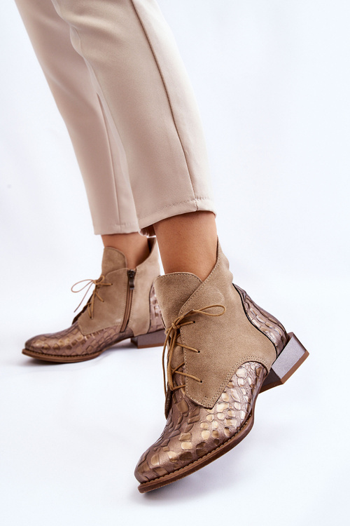 Чоботи шкіряні на підборах Maciejka 2878J-04 Бежеві