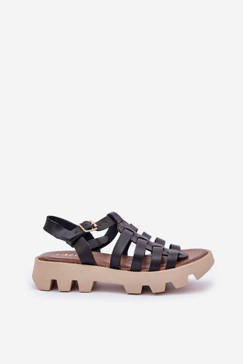 Шкіряні жіночі сандалі Zazoo 3695 чорні