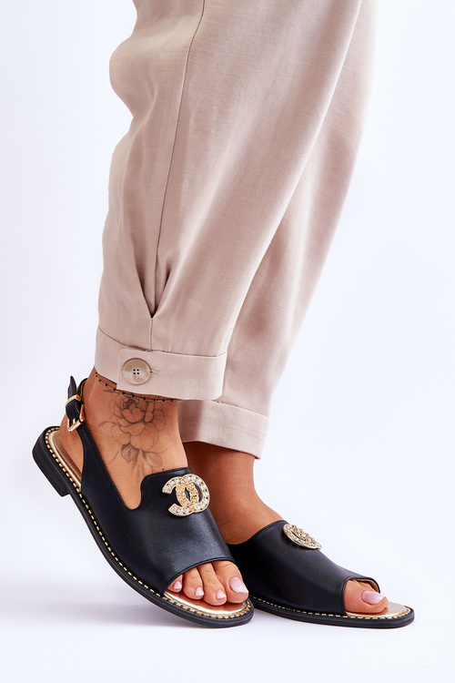 Жіночі босоніжки з декором S.Barski KV-2775-49 Чорні