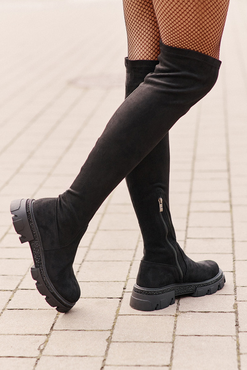 Жіночі екозамшеві чоботи чорні Irithalla