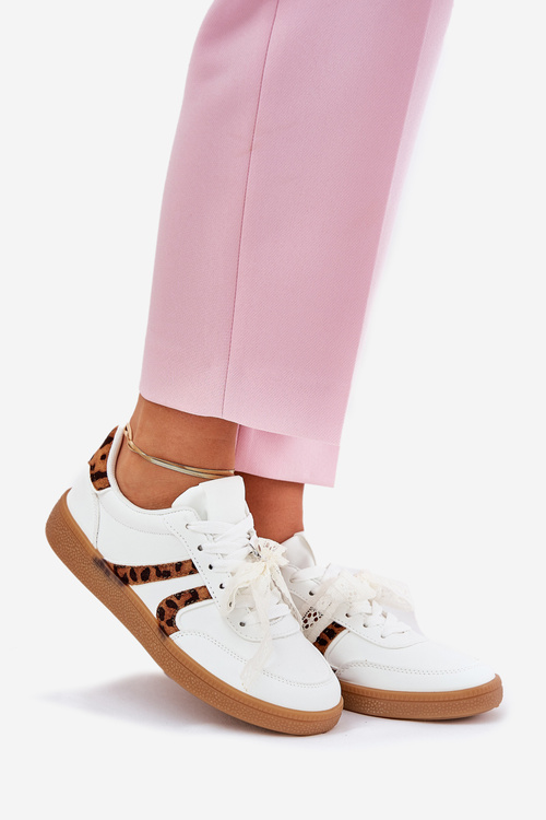 Низькі Жіночі Кросівки З Кружевом Пантерка Білі Zielle