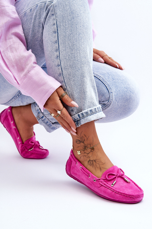 Жіночі замшеві мокасини рожеві Si Passione