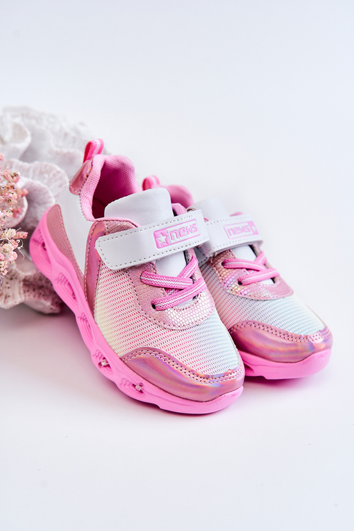 Дитяче шкіряне спортивне взуття біло-рожева Loopsy