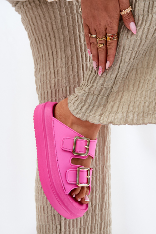 Жіночі Сандалі На Платформи З Золотими Пряжками Фуксія Зорила