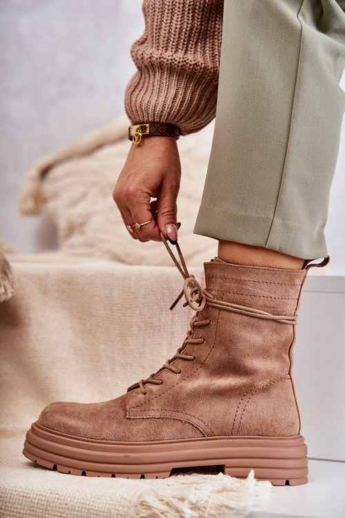 Жіночі замшеві чоботи на зав'язках Camel Afra