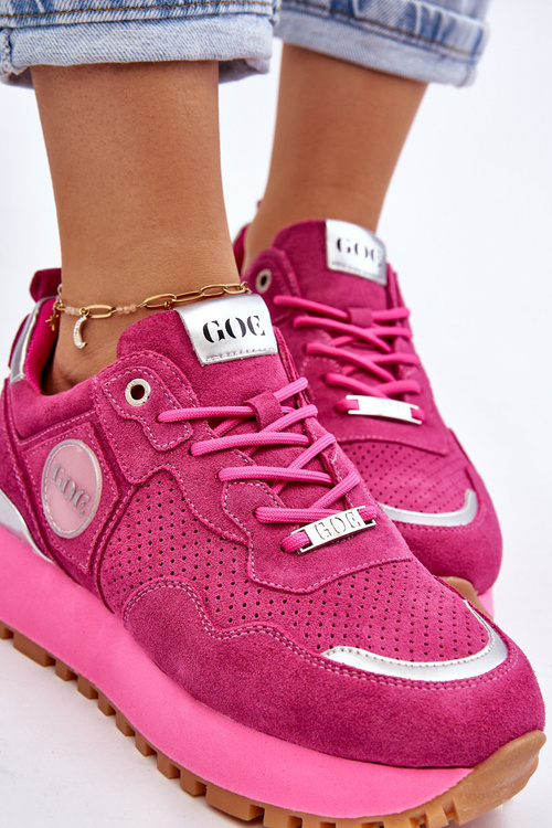 Жіноче замшеве спортивне взуття на платформі GOE LL2N4002 Фуксія