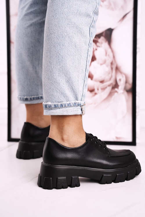 Жіночі оксфорди-броги на масивній платформі S.Barski HX23 чорні