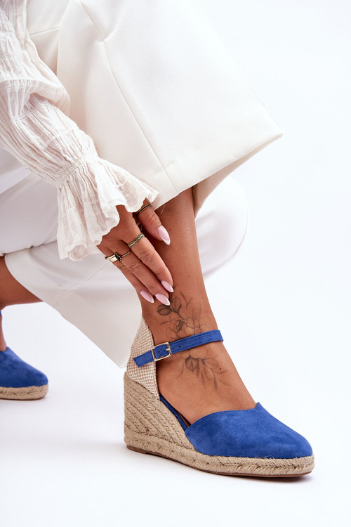 Замшеві босоніжки на платформі синього кольору Selfoss