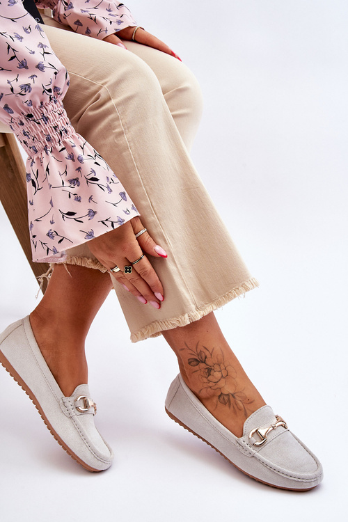 Класичні замшеві лофери з прикрасами сірого кольору Arla