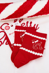 Жіночі різдвяні шкарпетки Ведмедик у шапці Санти червоні