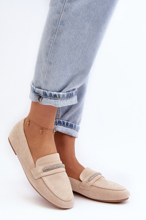 Жіночі бежеві лофери зі штучної замші Ladite