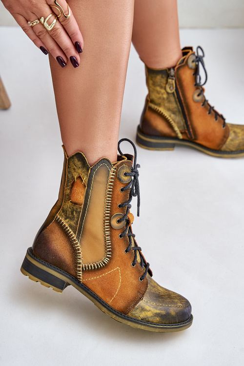 Шкіряні жіночі ботильйони на підборах Maciejka 06719-07 жовті