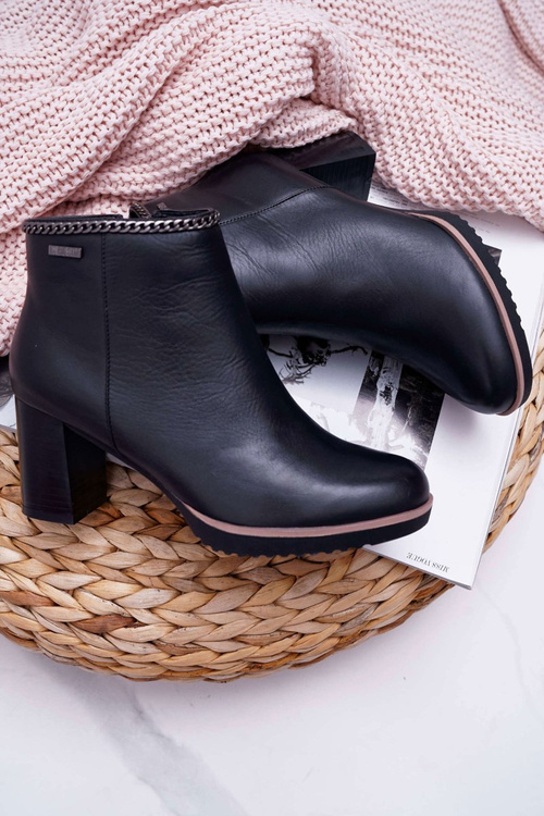 Чоботи жіночі на підборах шкіряні Big Star Black BB274618