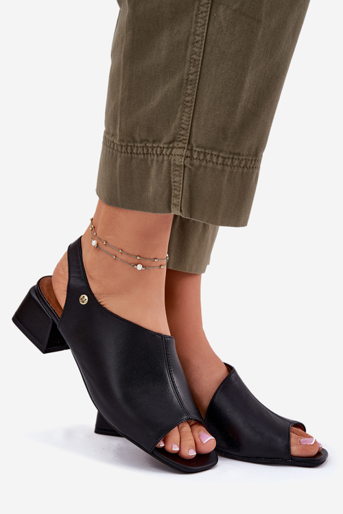 Шкіряні Жіночі Сандалі На Блоці Maciejka 06975-01 Чорні