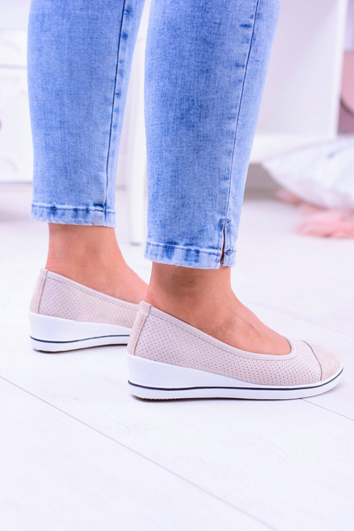 Тканинні бежеві балетки на анкері проти