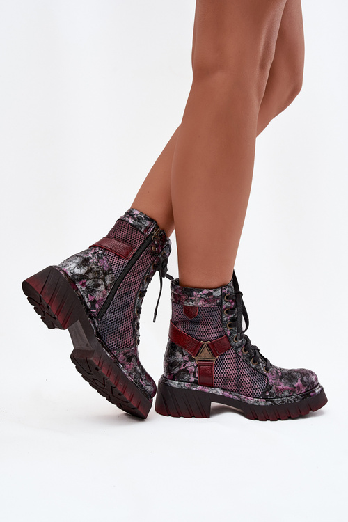 Шкіряні робочі черевики жіночі Maciejka 07072-23 бордо