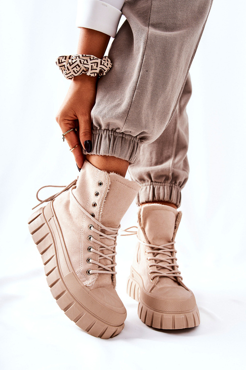 Бежеві кросівки на платформі з підкладкою