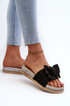 Жіночі сандалі на платформі з бантом чорного кольору Aflia