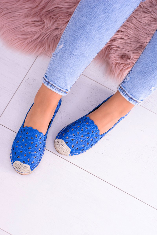 Жіночі балерини Lu Boo Темно-сині еспадрільї з квітами Macarena