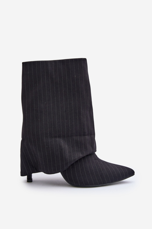 Жіночі чоботи на шпильці з точеним халявою та гострими носами Чорні Naritua