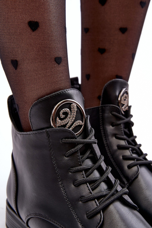 Шкіряні жіночі напівчоботи з декором Black Attiame