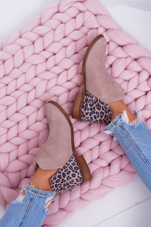 Жіночі весняні черевики на плоскій підошві Шкіряні бежеві Madness