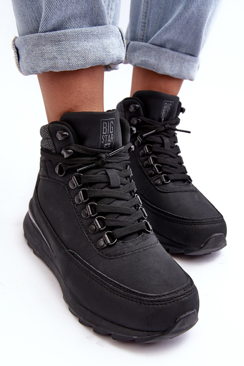 Чоловічі трекінгові черевики на шнурівці чорні Big Star MM274677