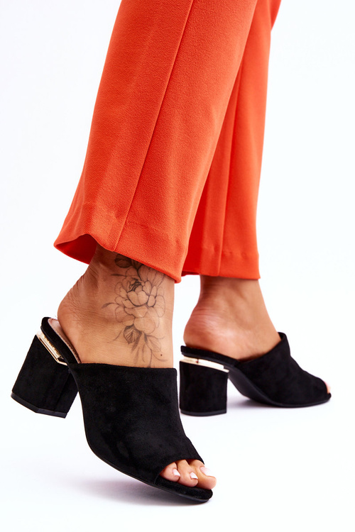 Жіночі замшеві тапочки на високих підборах Black Carter