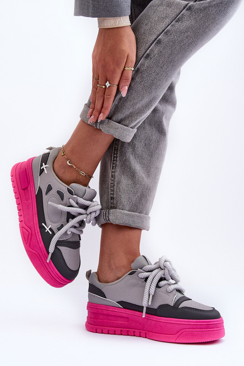 Жіночі кросівки на платформі сірі Finos