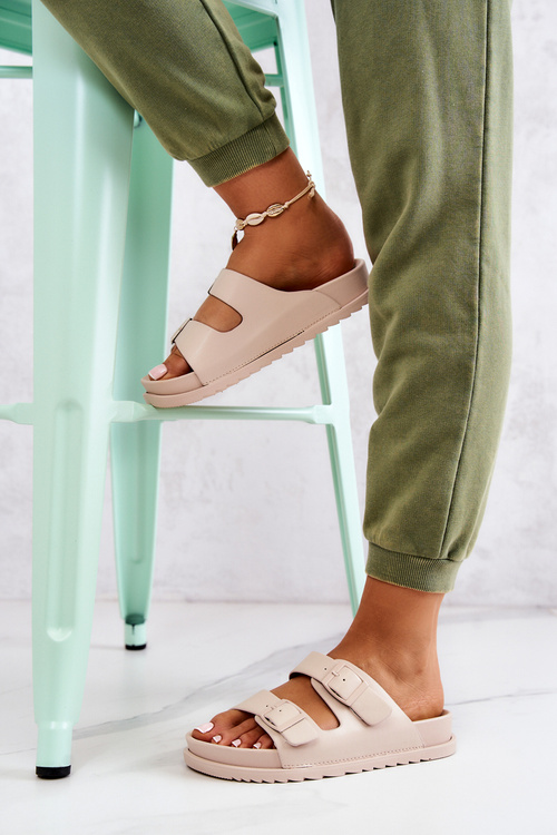 Гумові тапочки з пряжкою Бежеві Corina