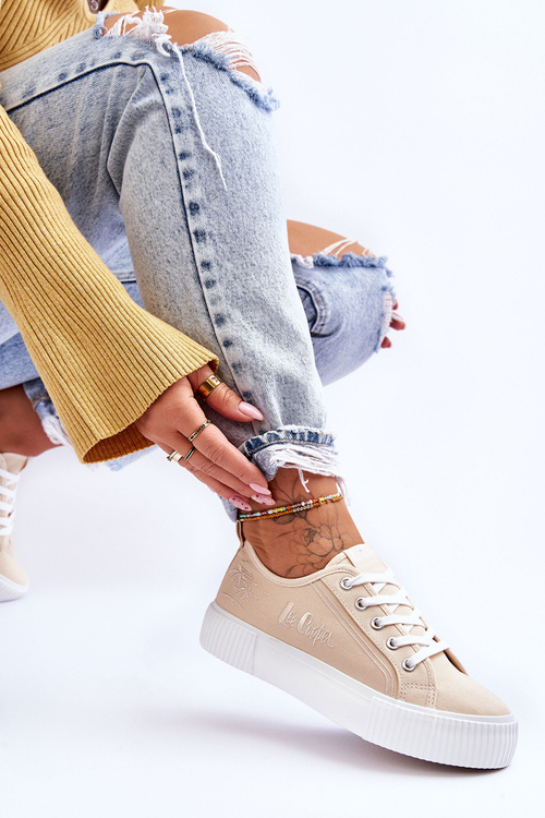Зручні кросівки на платформі Lee Cooper LCW-23-31-1808L Бежеві