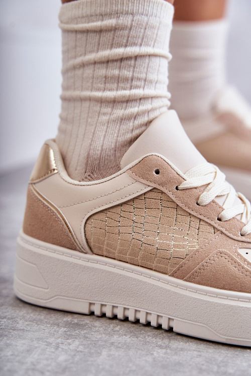 Жіноче низьке спортивне взуття на платформі бежеві Kyllie