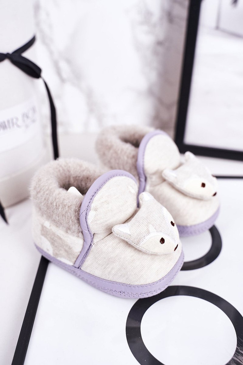 Дитячі домашні тапочки на резинці з лисицею сірого лева