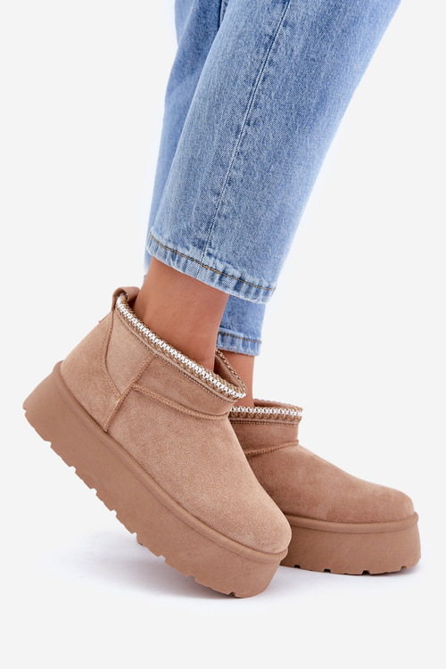 Снігоступи на платформі з декоративною вишивкою бежеві Heslania