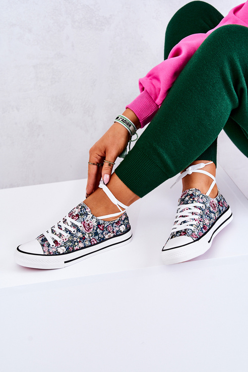 Низькі кросівки із зеленими квітами Desiree
