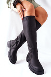 Чоботи жіночі високі чорні Whats Going On