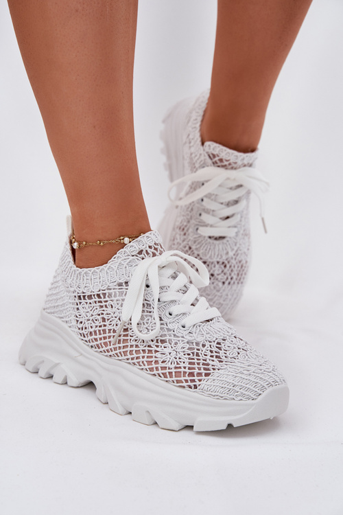 Жіночі Кросівки З В'язаної Верхньої Частини Білі Jelhiris