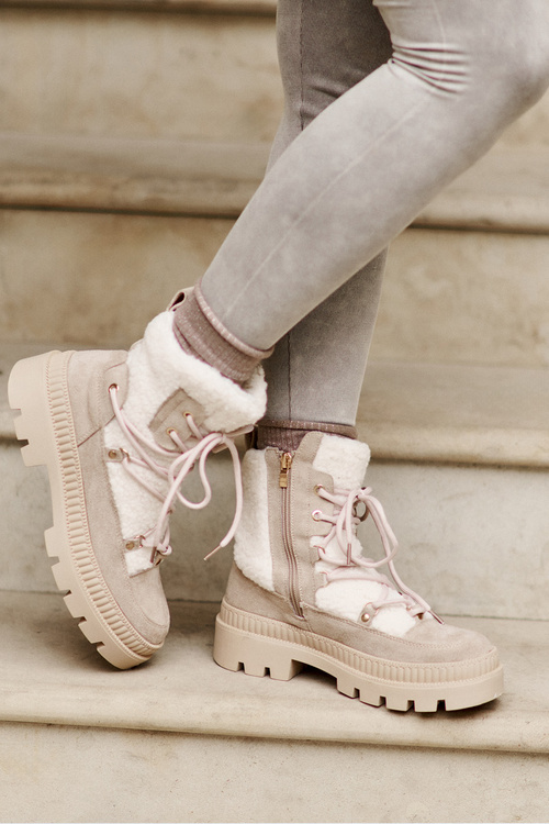 Чоботи з хутром, бежеві Merilana