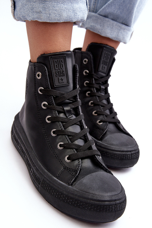 Жіночі стьобані кросівки на блискавці чорні Big Star MM274023