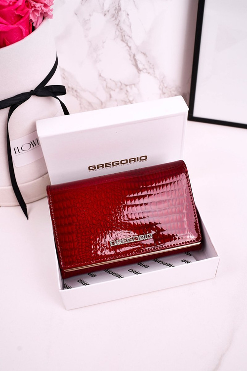 Великий шкіряний жіночий гаманець GREGORIO Shiny Red
