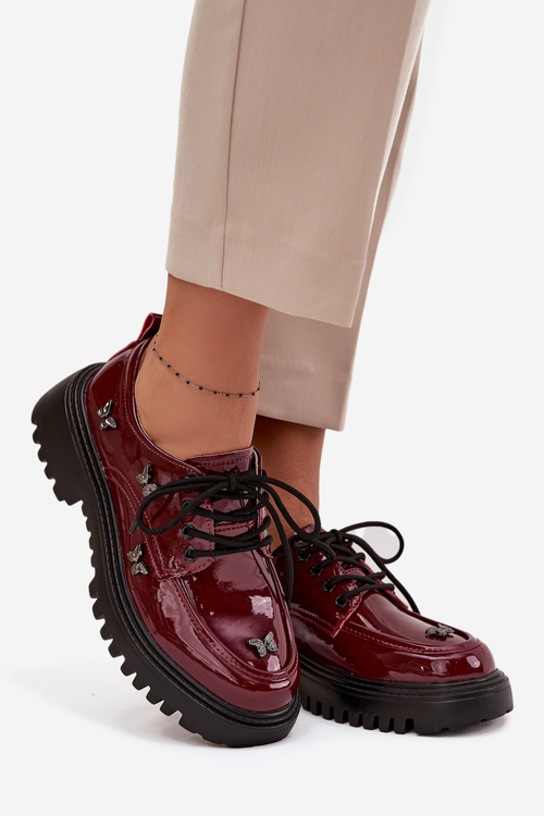 Лаковані шкіряні жіночі туфлі з пряжками Artiker 57C0336 бордові