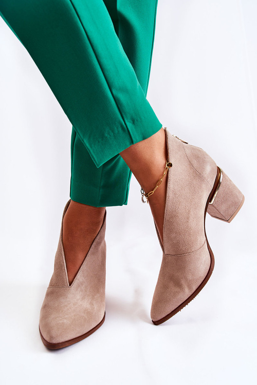 Шкіряні чоботи на підборах Laura Messi Light Beige 2344