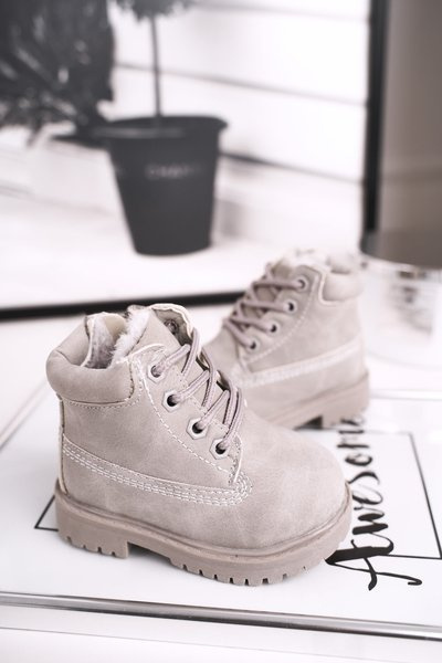 Пудрові теплі дитячі чоботи сірі Dexter