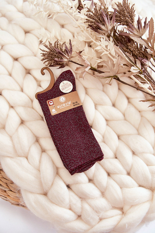 Жіночі антибактеріальні шкарпетки з блискучою ниткою бордові
