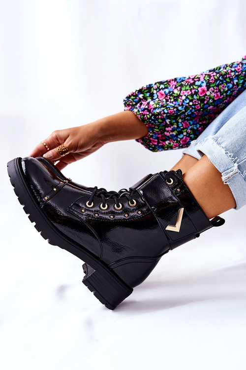 Утеплені лаковані чоботи Чорні Colira